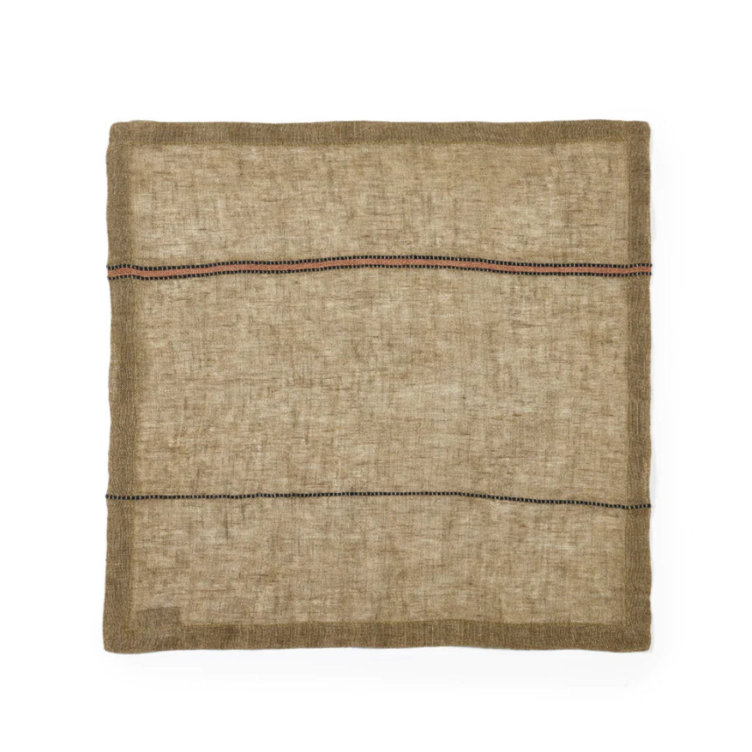 Marie Linen Napkin | Bronze Stripe-Suzie Anderson Home