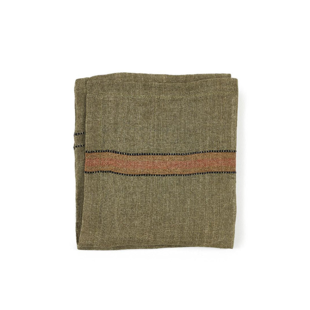 Marie Linen Napkin | Green Stripe | 42x42cm | Libeco Linen-Suzie Anderson Home