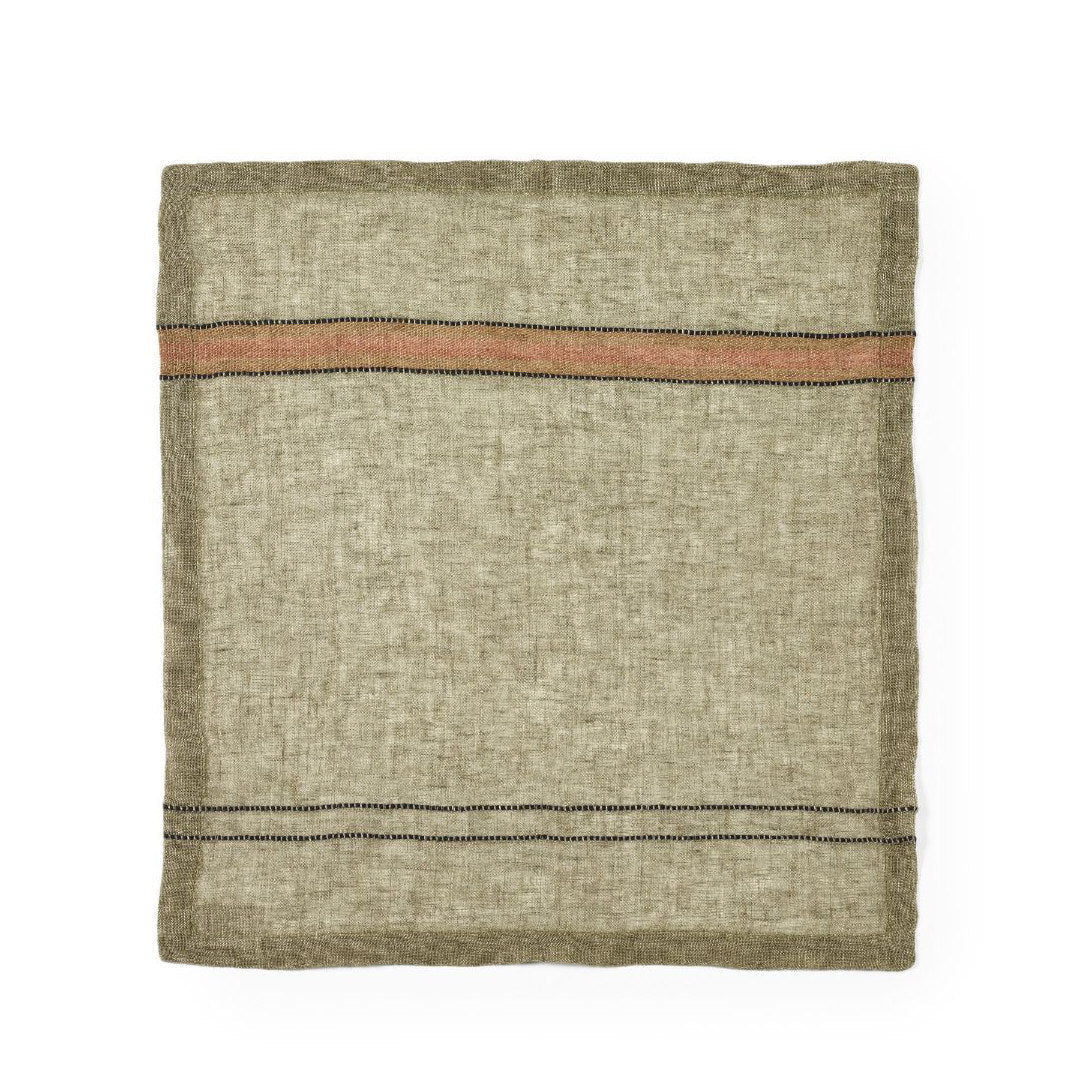 Marie Linen Napkin | Green Stripe | 42x42cm | Libeco Linen-Suzie Anderson Home