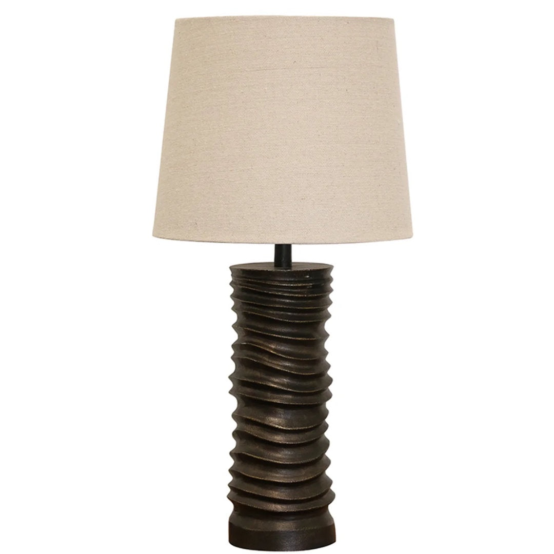 Mayfair Ribbed Cylinder  Lamp Base | Bronze | H55cm-Suzie Anderson Home