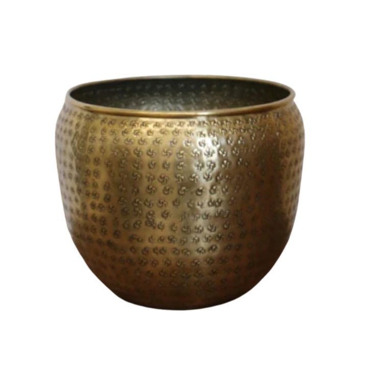 Ravello Etched Antique Brass Planter | Small