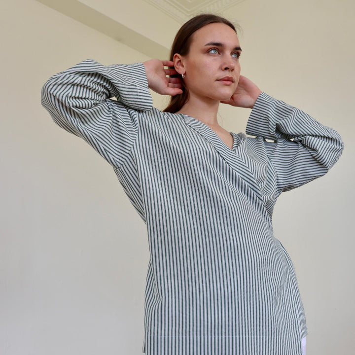 Mellow Shirt | Tencel | Forest Green Stripe | SM-Suzie Anderson Home