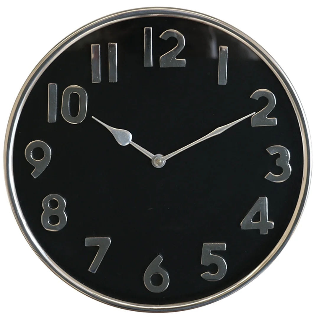 Metropolitan Nickel Round Clock | 30cmW-Suzie Anderson Home