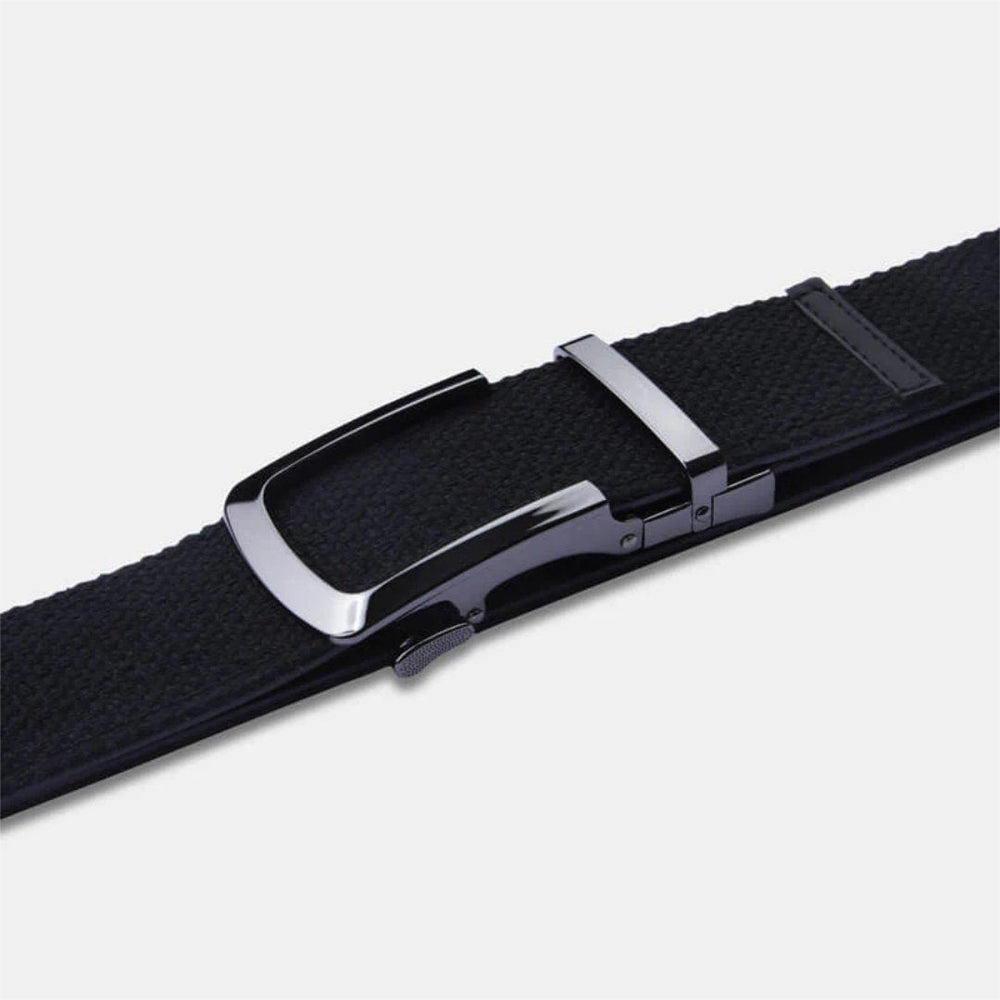 Minimum Belt | Gunmetal Buckle | Black Canvas-Suzie Anderson Home