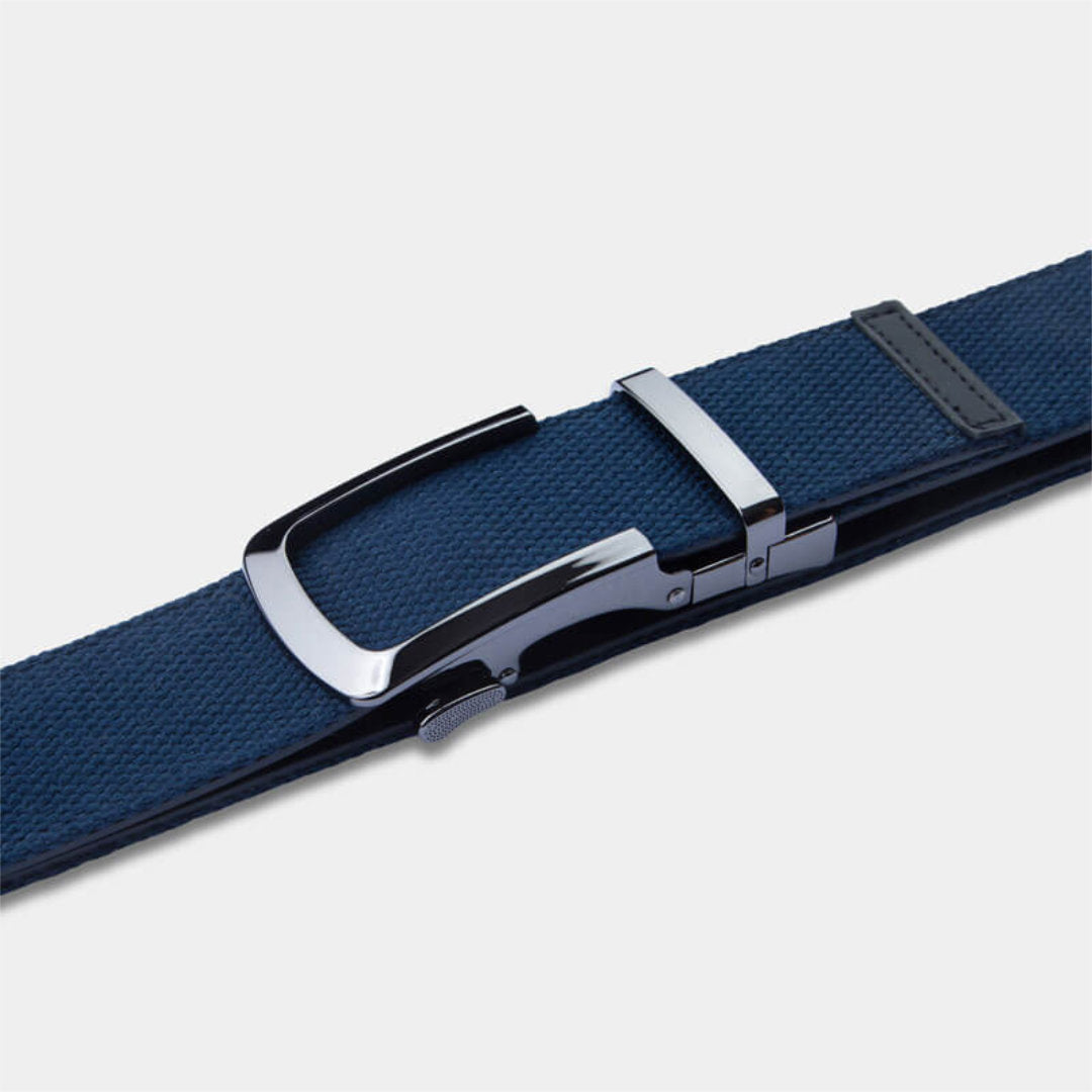 Minimum Belt | Gunmetal Buckle | Navy Canvas-Suzie Anderson Home