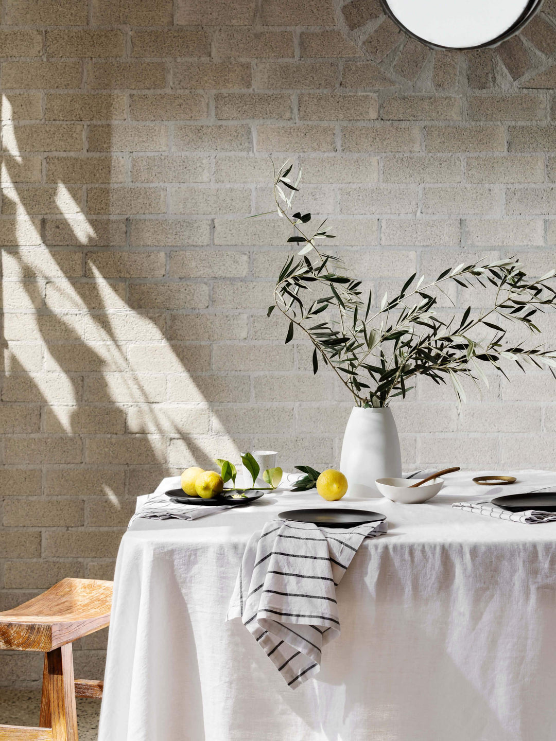 Moss White Linen Tablecloth-Suzie Anderson Home