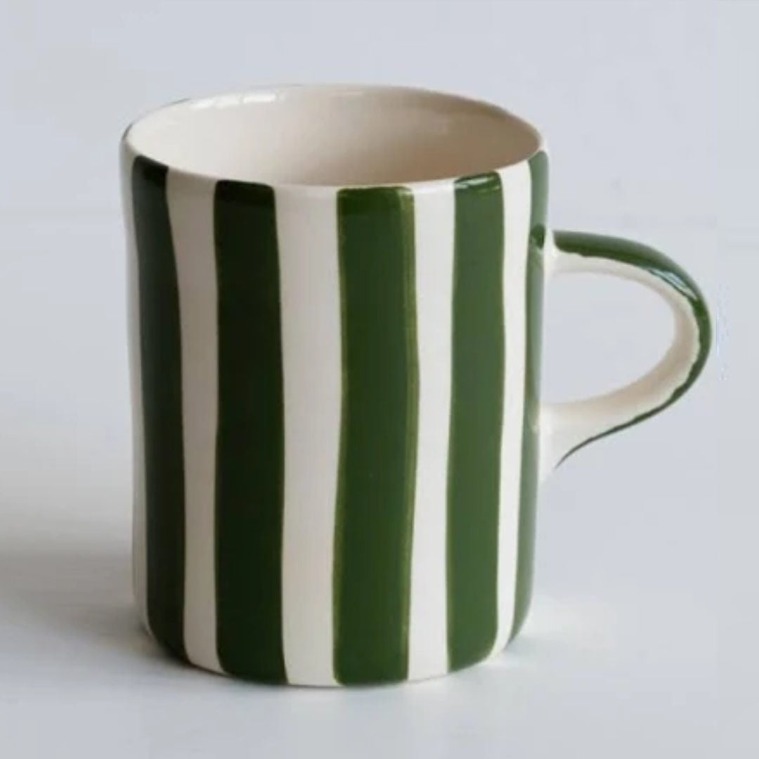 Musango | Demi Mug | Candy Stripe Moss Green