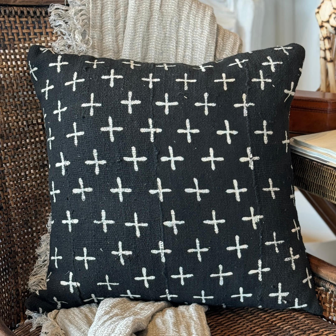 Mudcloth Cushion & Insert | Black | 50cm-Suzie Anderson Home