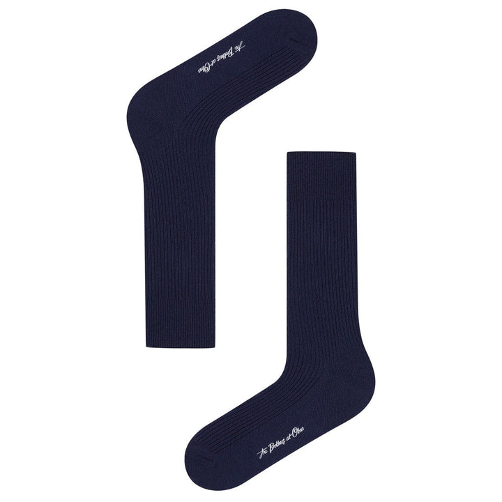 Dark Midnight Navy Ribbed Cotton Socks