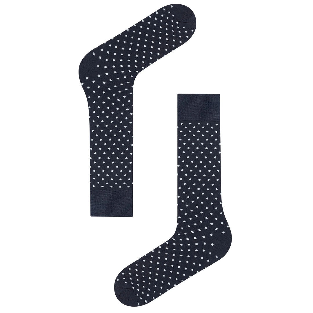 Navy Blue Polka Dot Cotton Blend Socks-Suzie Anderson Home