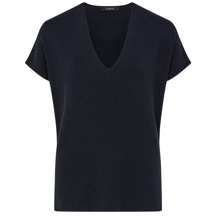 Cable | Flax V Neck Top | Navy