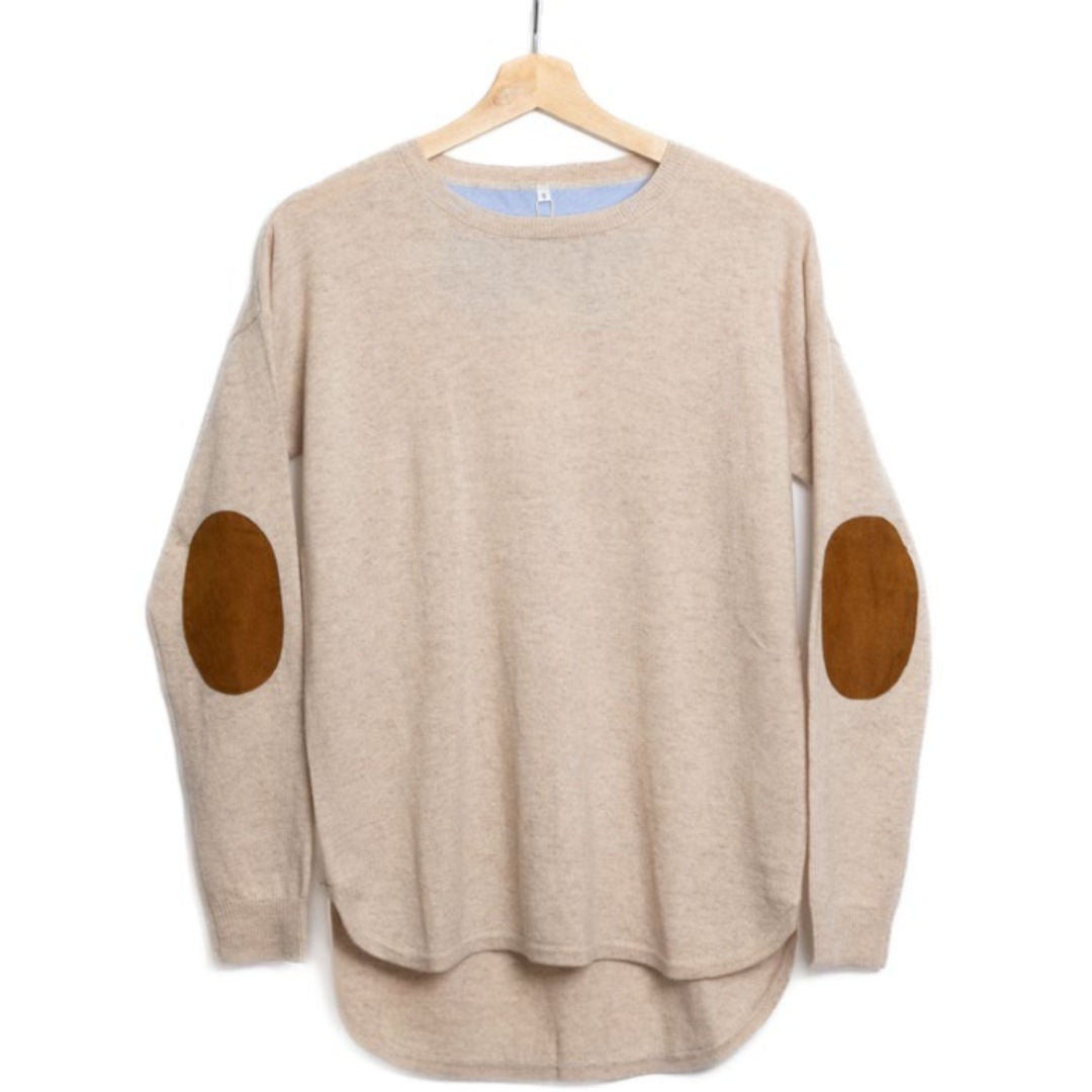 Bow | Swing Top | Merino Cashmere | Oatmeal w Tan Patch