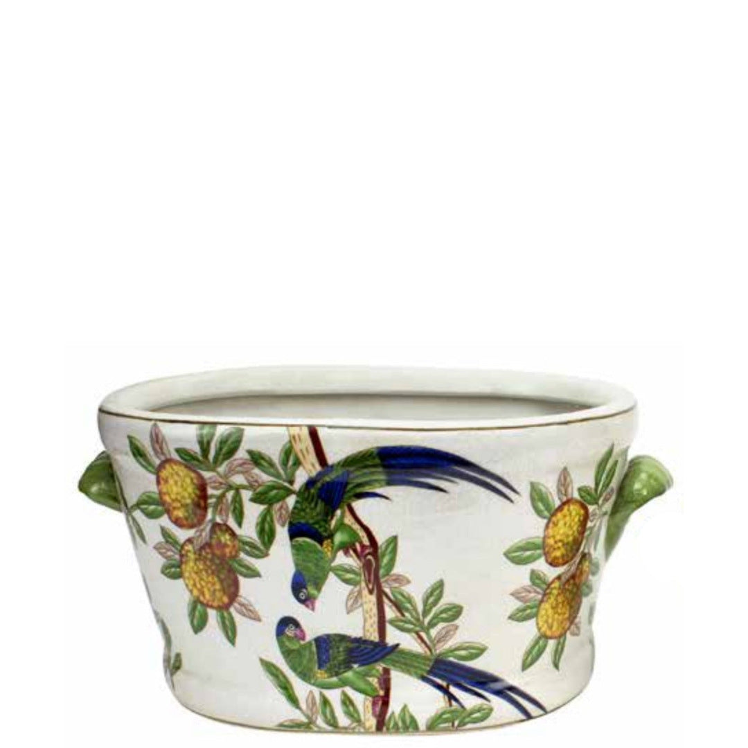 Oiseaux Citron Oval Pot w Handles-Suzie Anderson Home