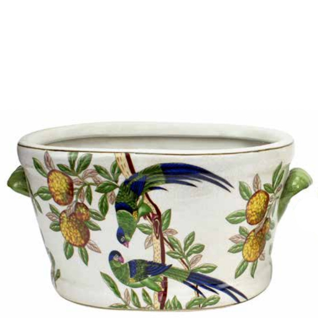 Oiseaux Citron Oval Pot w Handles-Suzie Anderson Home