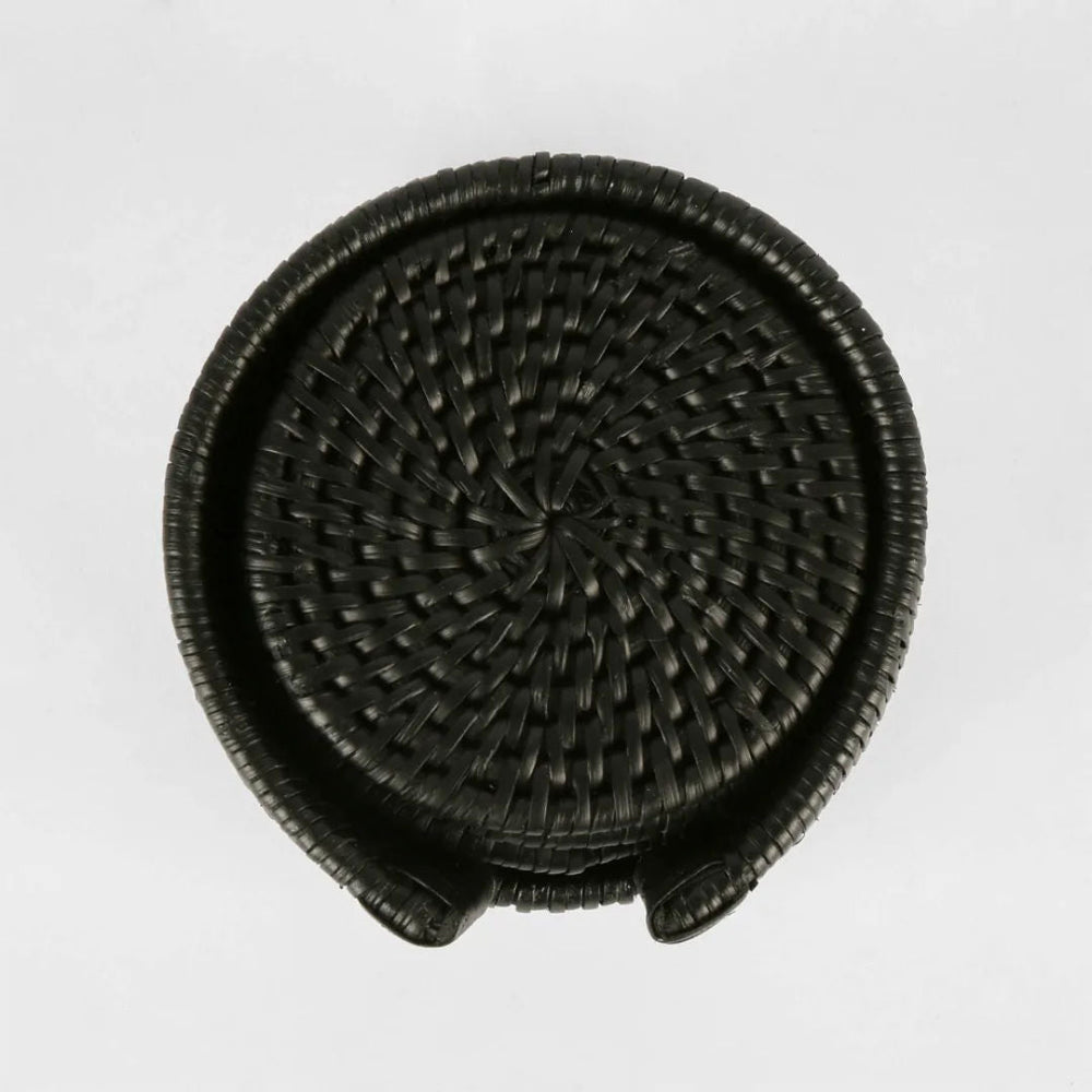 Palma Black Rattan Coaster set of 6 | Round-Suzie Anderson Home