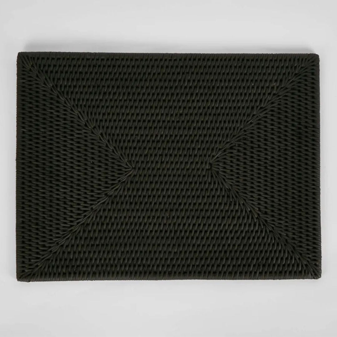 Palma Black Rattan Rectangle Placemat-Suzie Anderson Home