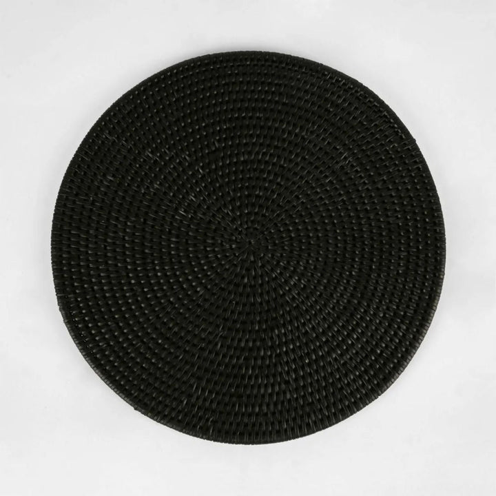 Palma Black Rattan Round Placemat | 33cm-Suzie Anderson Home