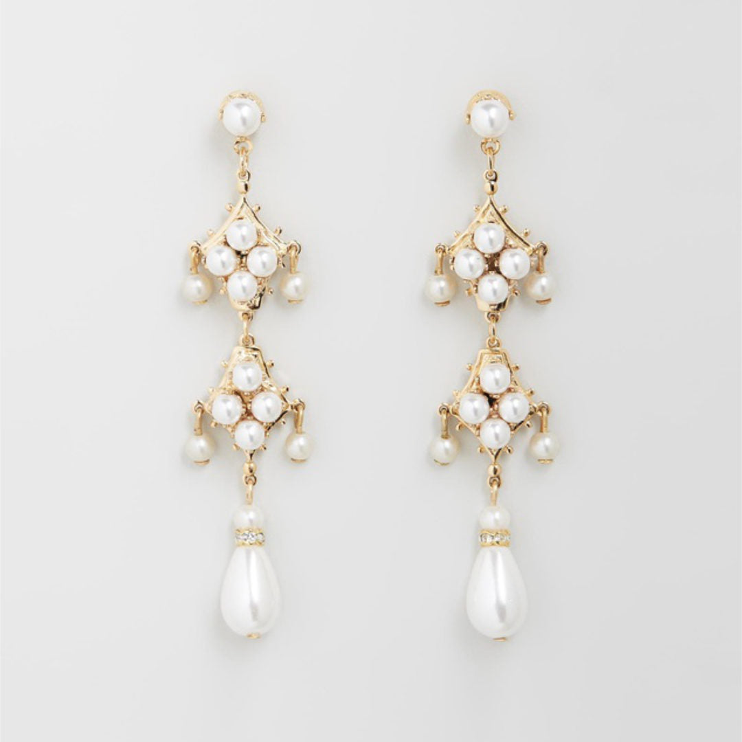 Paris Earrings | 24K Gold Plate with Swarovski Pearl-Suzie Anderson Home