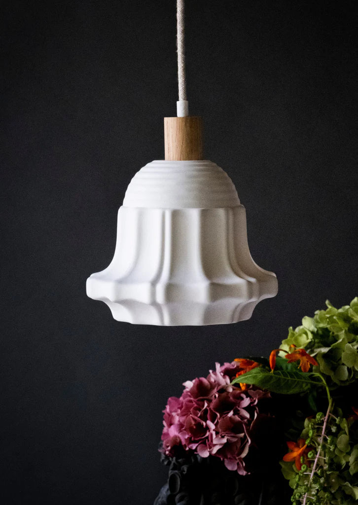 Philomena | Porcelain Pendant Light w Domino Rosette #7 Ceiling Rose-Suzie Anderson Home