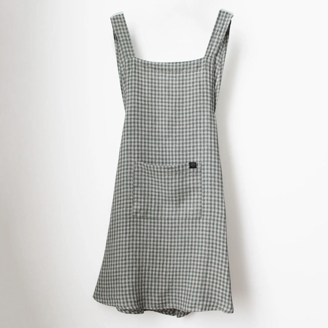 Ana Linen Apron | 90 x 130cm | Gingham Pigeon