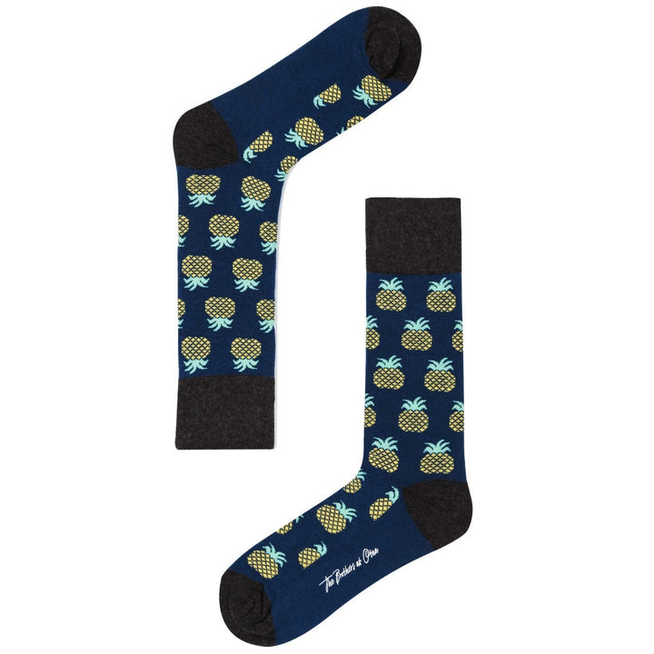 Blue Pineapple Cotton Blend Socks