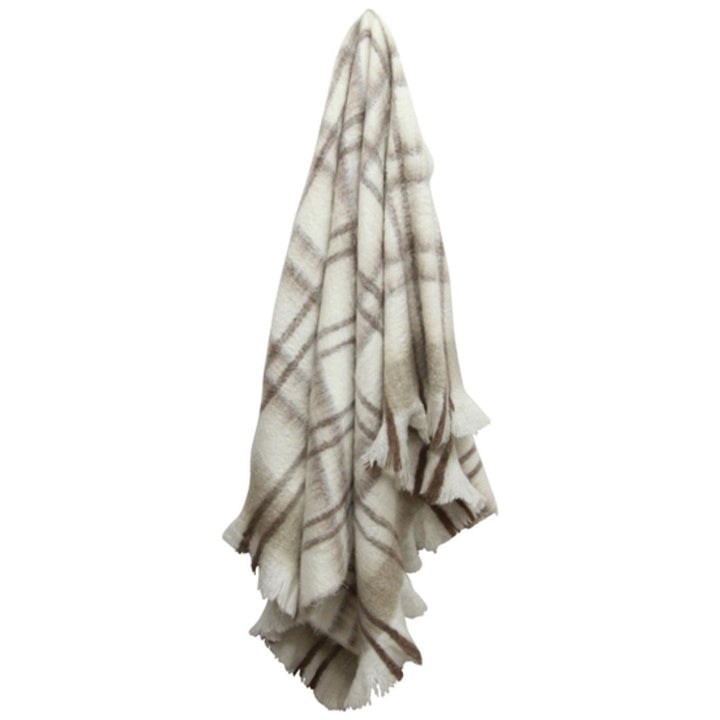 Plaid Acrylic Wool Blend Throw | 125 x 150cm | Taupe-Suzie Anderson Home