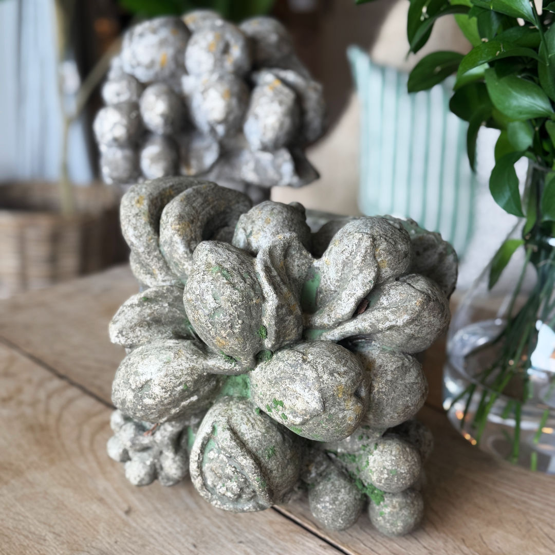 Pair of Petite Cement Garden Bouquet Decor