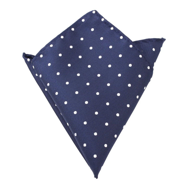 Pocket Square | Navy Blue w White Polka Dots