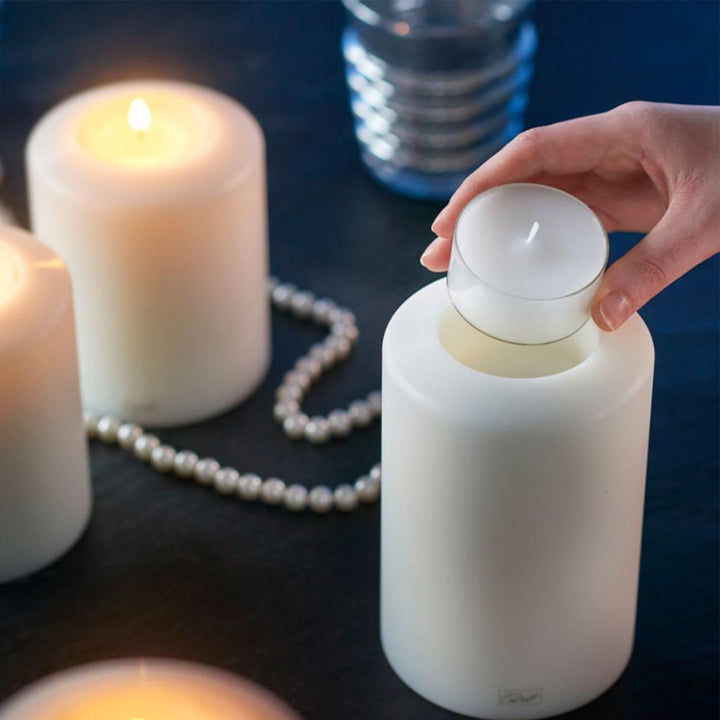 White Pillar Candleholder | 12cm Diameter-Suzie Anderson Home