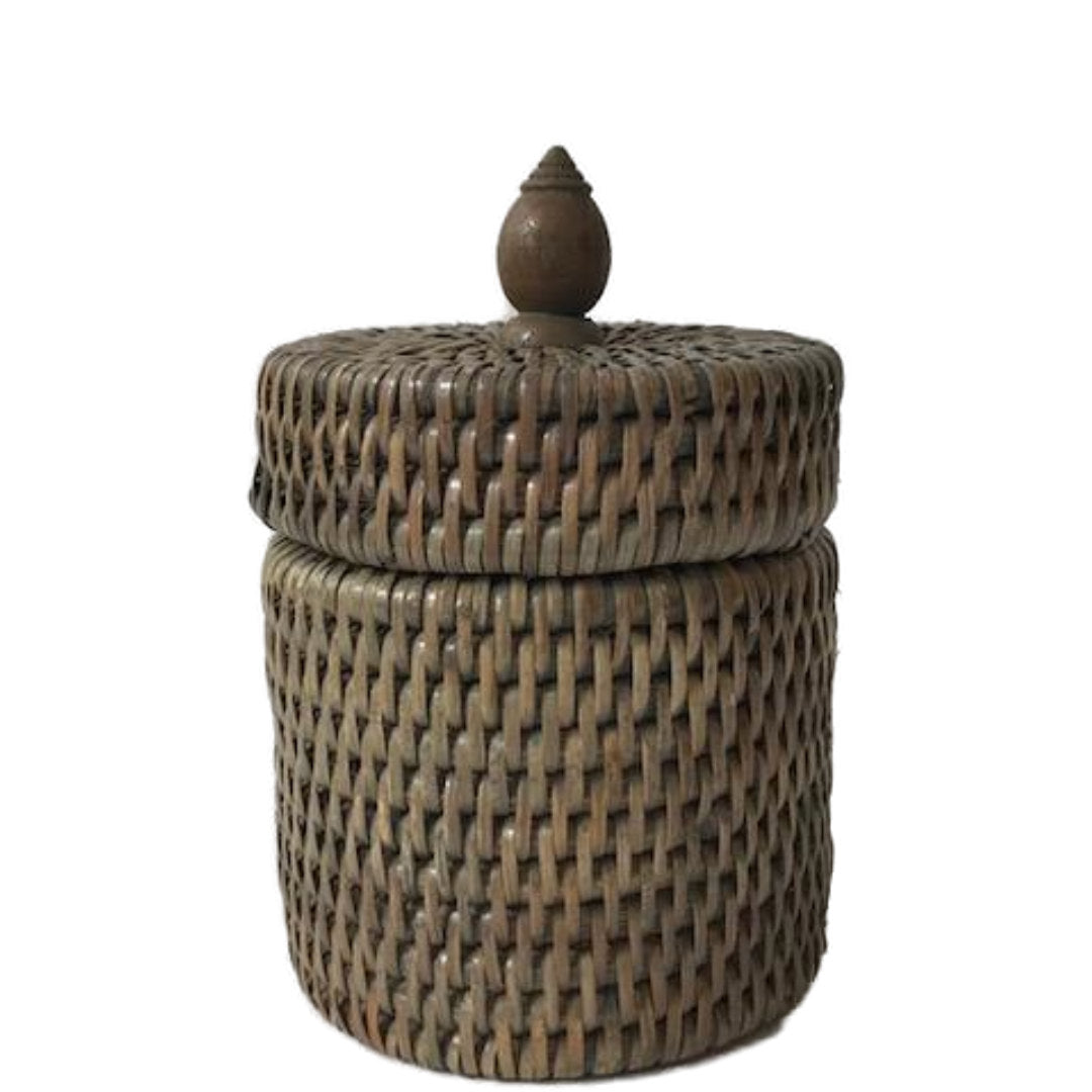 Rattan Cotton Wool Holder | Old Grey-Suzie Anderson Home