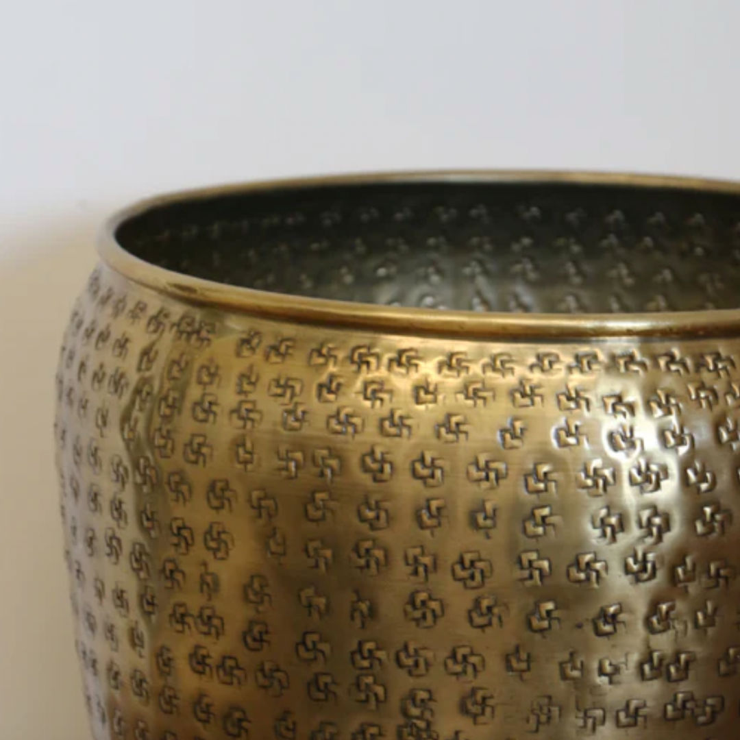 Ravello Etched Antique Brass Planter | Small-Suzie Anderson Home