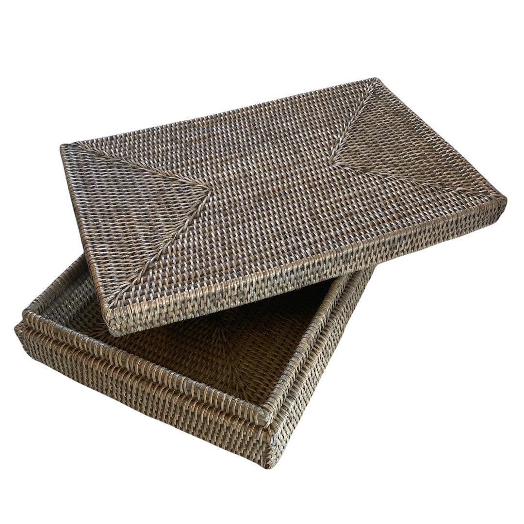 Rattan Document Tray with Lid | Old Grey-Suzie Anderson Home