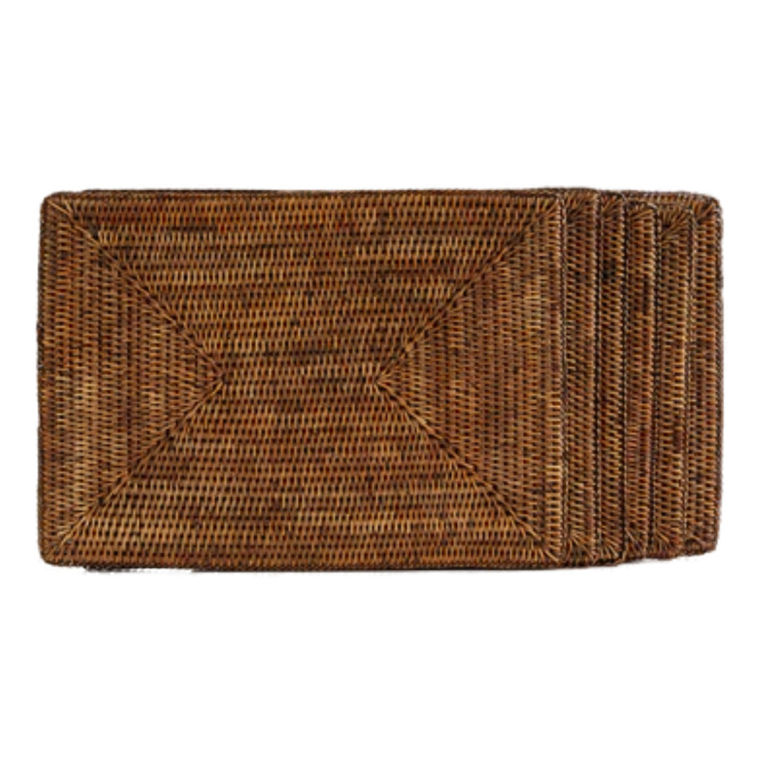 Rectangular Rattan Placemat | Antique Brown-Suzie Anderson Home