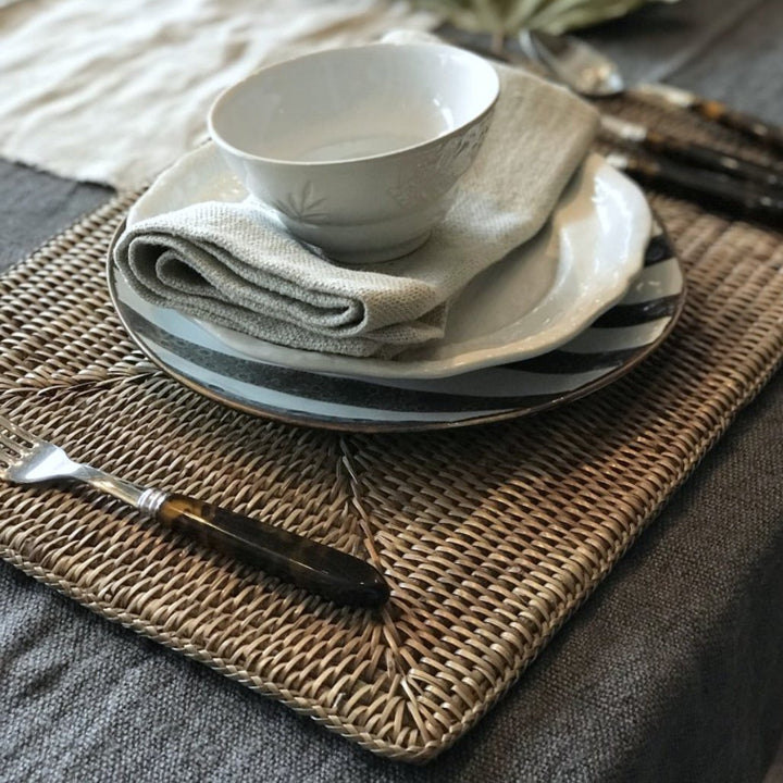 Rectangular Rattan Placemat| Old Grey-Suzie Anderson Home