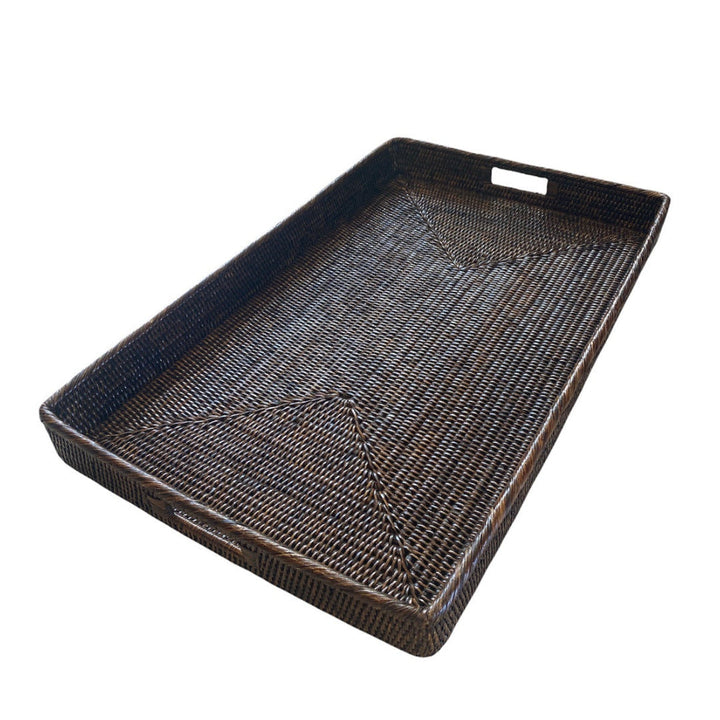 Rectangular Rattan Tea Tray with Handles | Antique Brown-Suzie Anderson Home