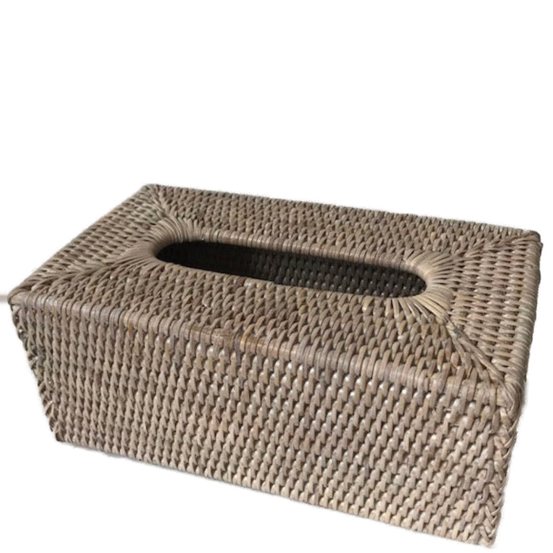 Rectangular Rattan Tissue Box | Old Grey-Suzie Anderson Home