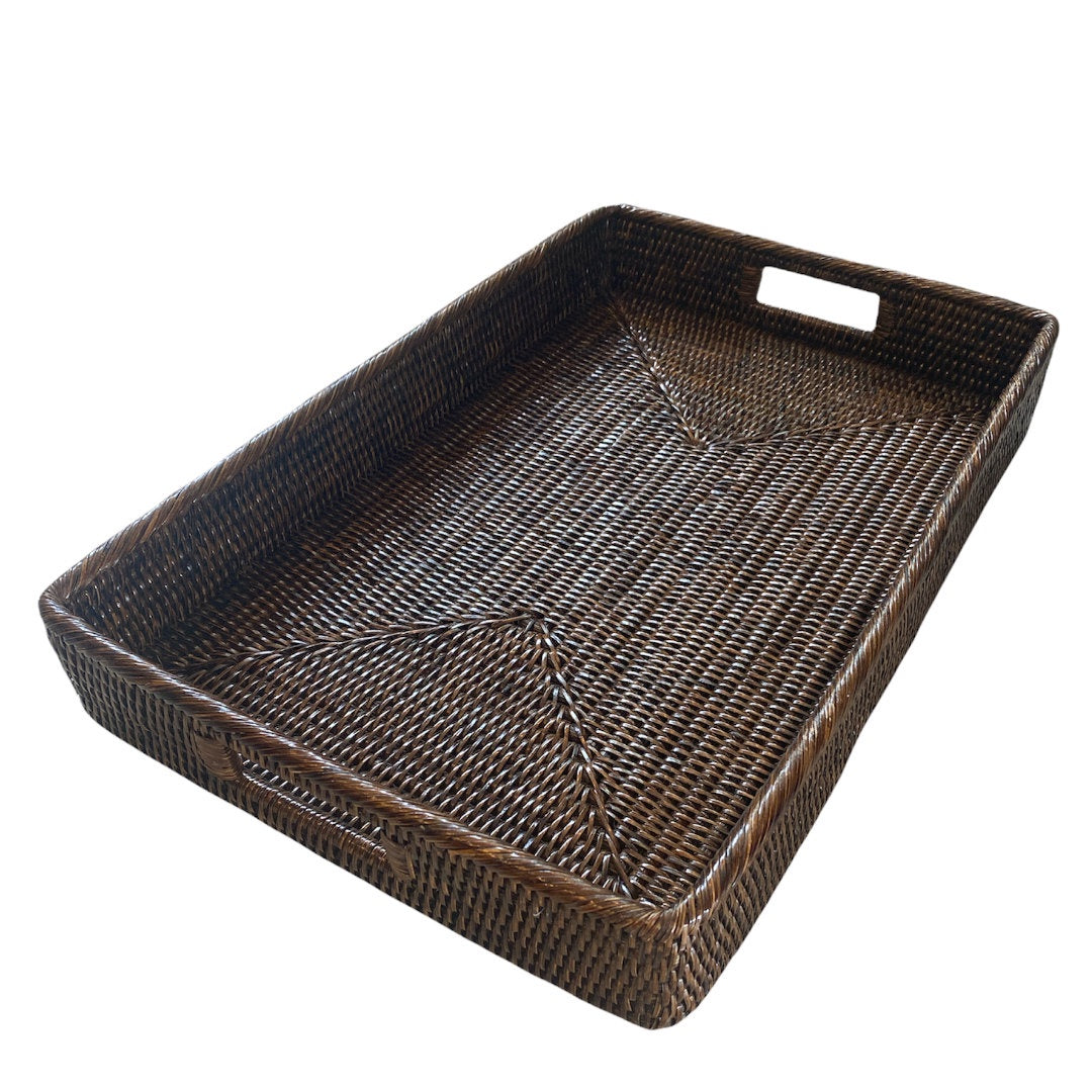 Rectangular Rattan Tray | Inside Handles | Antique-Suzie Anderson Home