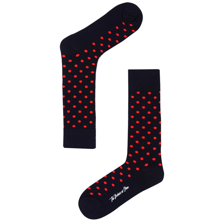 Midnight Blue on Red Dot Cotton Blend Socks-Suzie Anderson Home