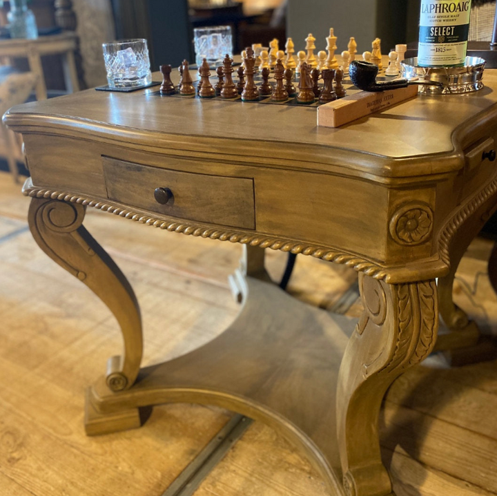 REDUCED | Chippendale Games Table | Weathered Oak | 80cmW (Chess Pieces NOT Included)-Suzie Anderson Home