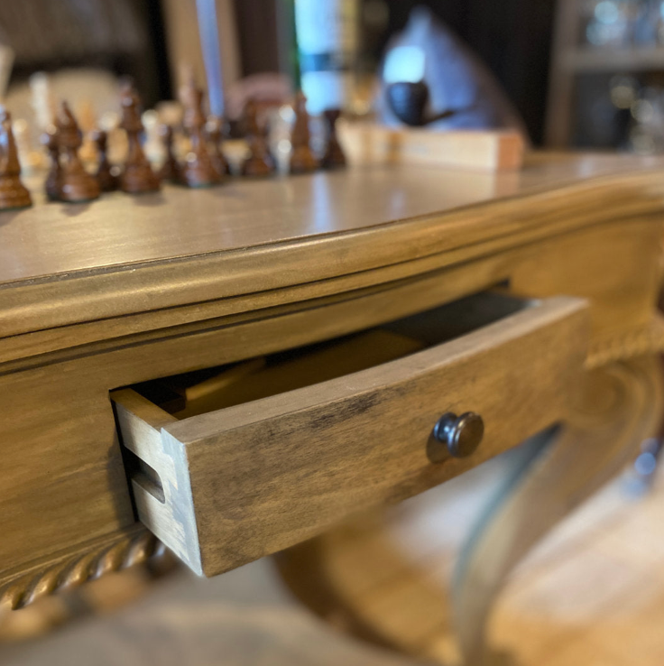 REDUCED | Chippendale Games Table | Weathered Oak | 80cmW (Chess Pieces NOT Included)-Suzie Anderson Home