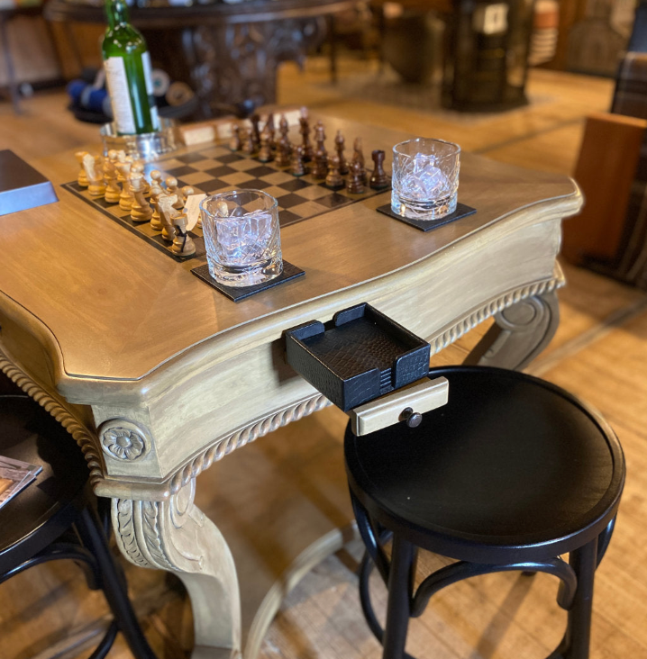 REDUCED | Chippendale Games Table | Weathered Oak | 80cmW (Chess Pieces NOT Included)-Suzie Anderson Home