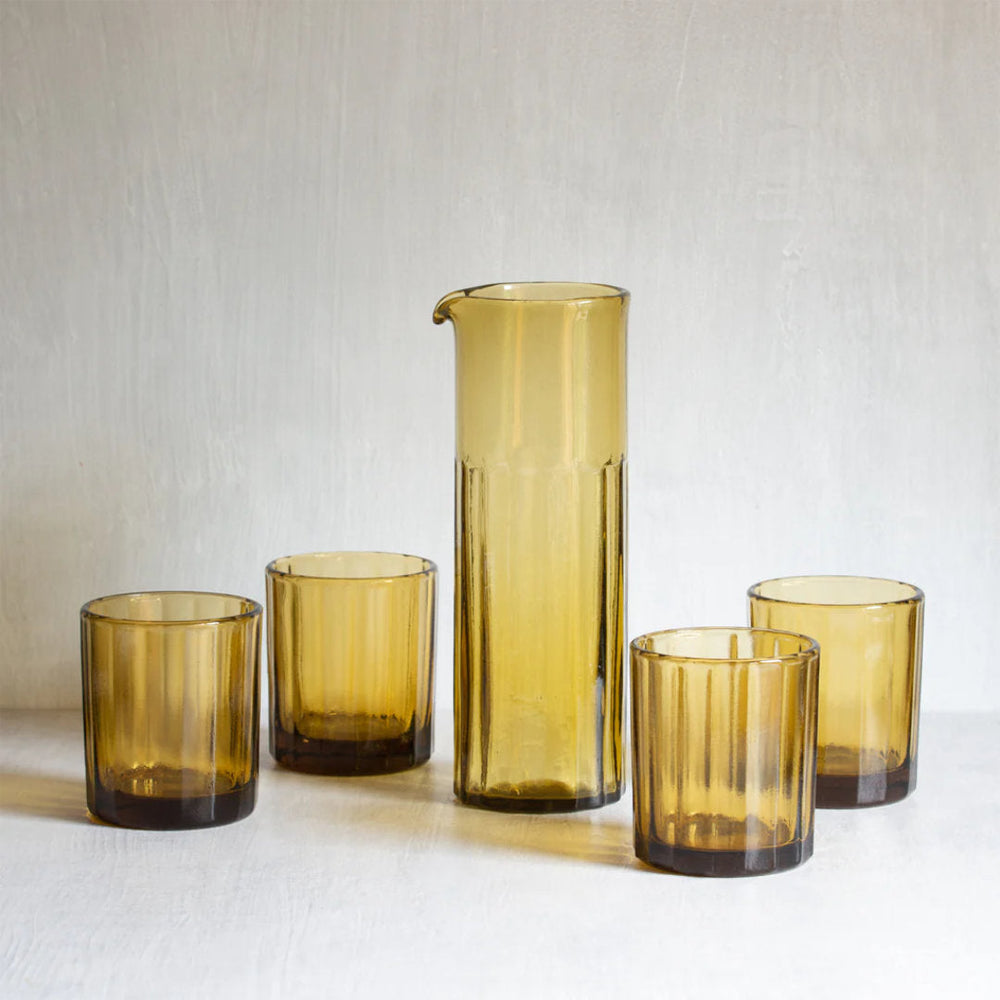 Reed Carafe | Hand Pressed Recycled Glass | Amber-Suzie Anderson Home