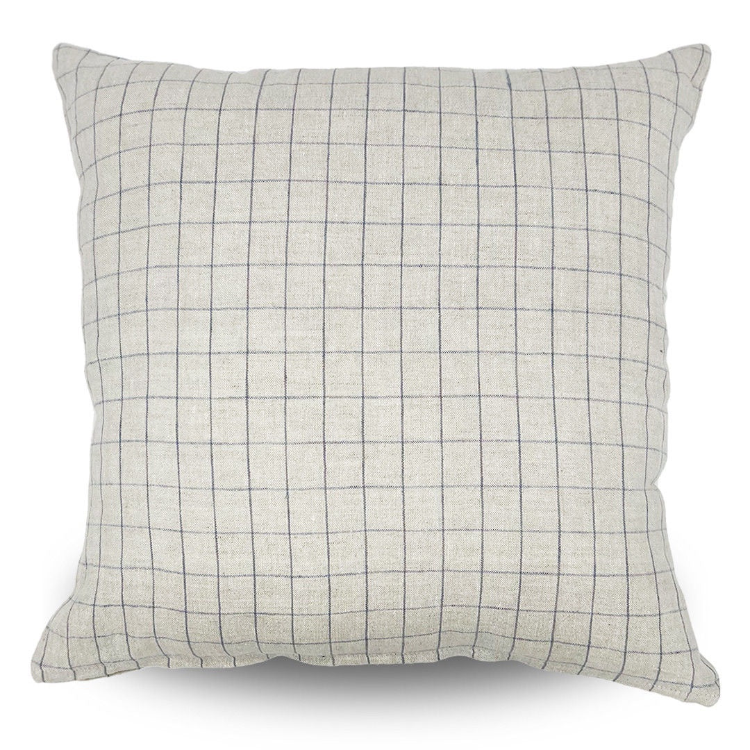 Retreat Finery Linen Cushion Cover | Natural/Navy | 50x50cm-Suzie Anderson Home