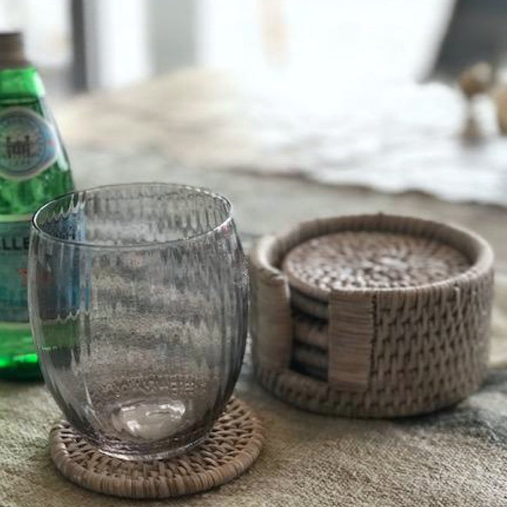 Round Rattan Coasters | Set of 6 | Old Grey-Suzie Anderson Home