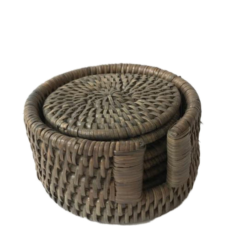 Round Rattan Coasters | Set of 6 | Old Grey-Suzie Anderson Home