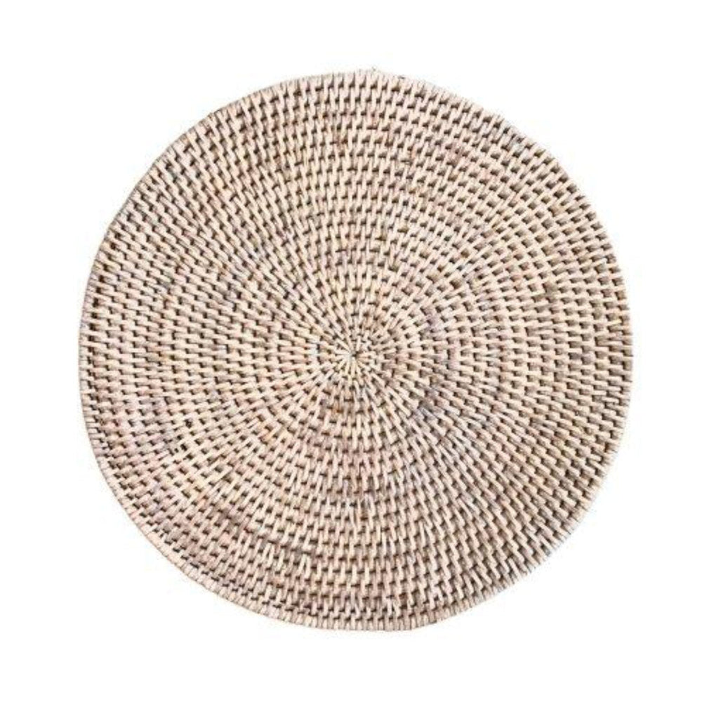 Round Rattan Placemat | White Wash-Suzie Anderson Home