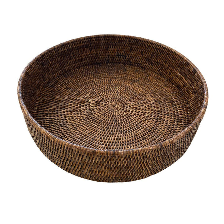 Large Round Rattan Tray | Antique Brown-Suzie Anderson Home