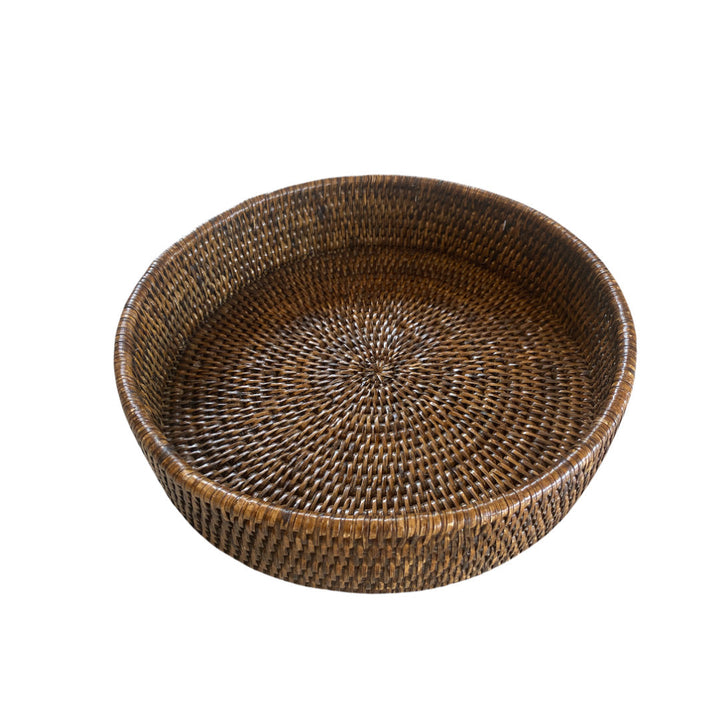 Round Rattan Tray | Antique Brown | SMALL SIZES-Suzie Anderson Home