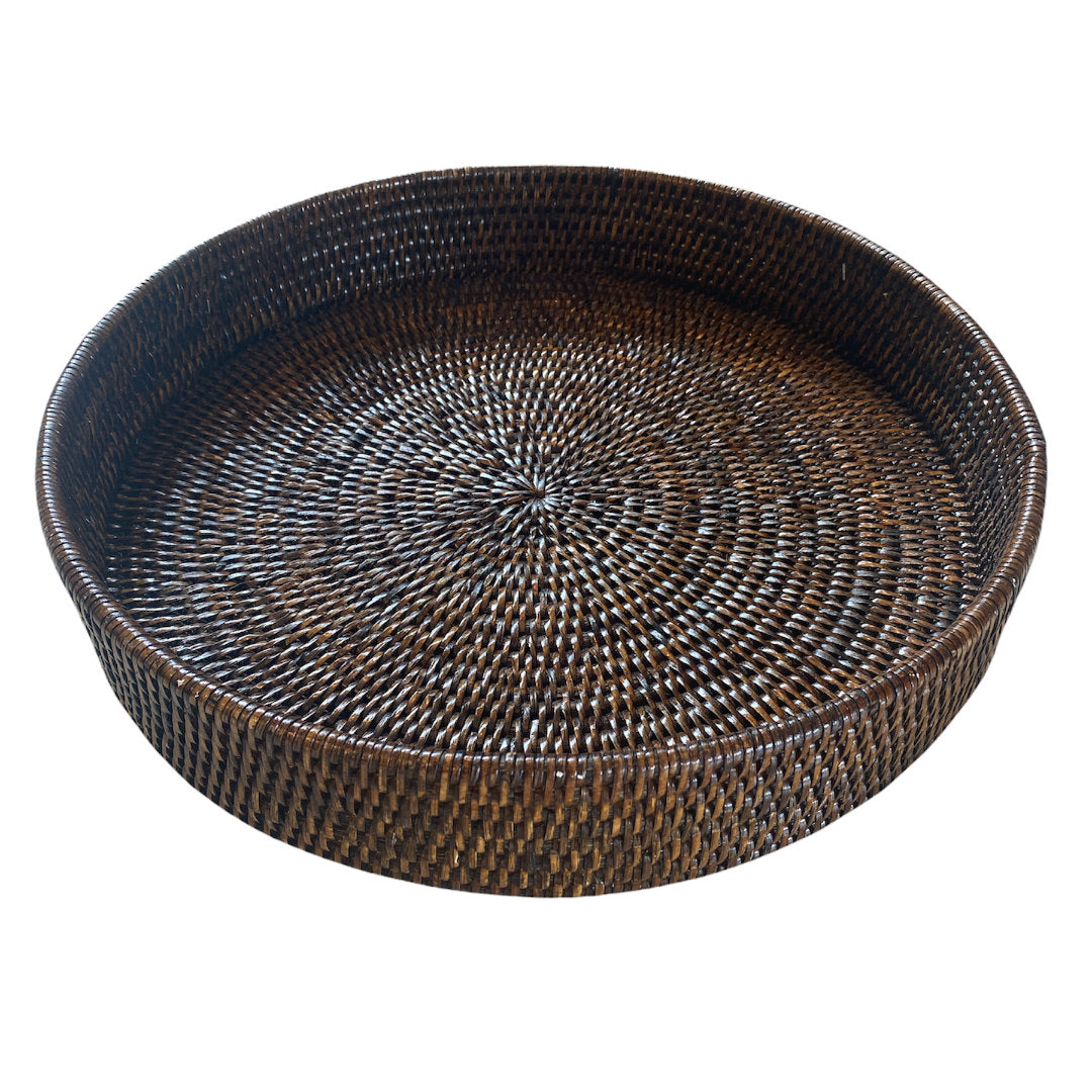 Round Rattan Tray | Antique Brown | SMALL SIZES-Suzie Anderson Home