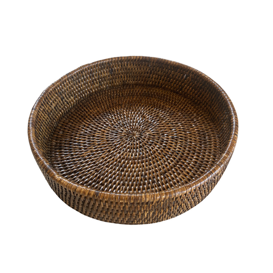 Round Rattan Tray | Antique Brown | SMALL SIZES-Suzie Anderson Home